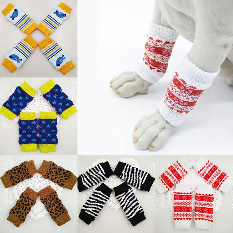 4Pcs/Set New Arrivals Dog Warm Knee Protector Anti-Skid Pet Leg Supplies Knitted Socks High Quality Cover Knee Joint Protection