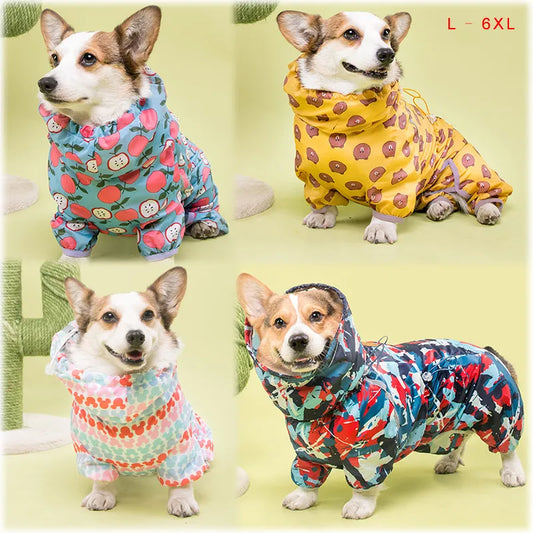 Waterproof Welsh Corgi Dog Raincoat, Jumpsuit Pet Clothing, Dog Clothes, Golden Retriever Rain Jacket, Costume Pet Outfit