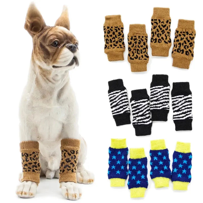 4Pcs/Set New Arrivals Dog Warm Knee Protector Anti-Skid Pet Leg Supplies Knitted Socks High Quality Cover Knee Joint Protection