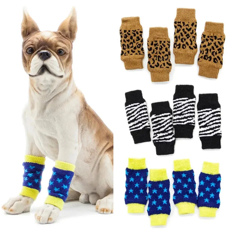 4Pcs/Set New Arrivals Dog Warm Knee Protector Anti-Skid Pet Leg Supplies Knitted Socks High Quality Cover Knee Joint Protection