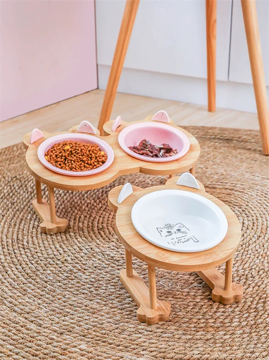 Ceramic Cat Bowl Dog Bowl Single And Double Pet Bowl Cat Dog Feeder Water Bowl With Stand Feeding Dish Food Bowl Pets Supplies