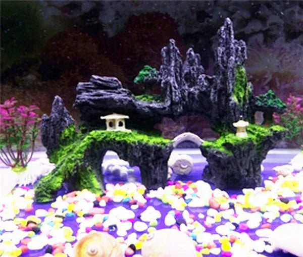 1 piece resin large/small size rockery stone fish tank landscaping aquarium decoration rockery mountain hiding cave pet supplies