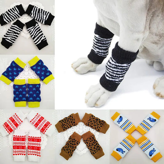 4Pcs/Set New Arrivals Dog Warm Knee Protector Anti-Skid Pet Leg Supplies Knitted Socks High Quality Cover Knee Joint Protection