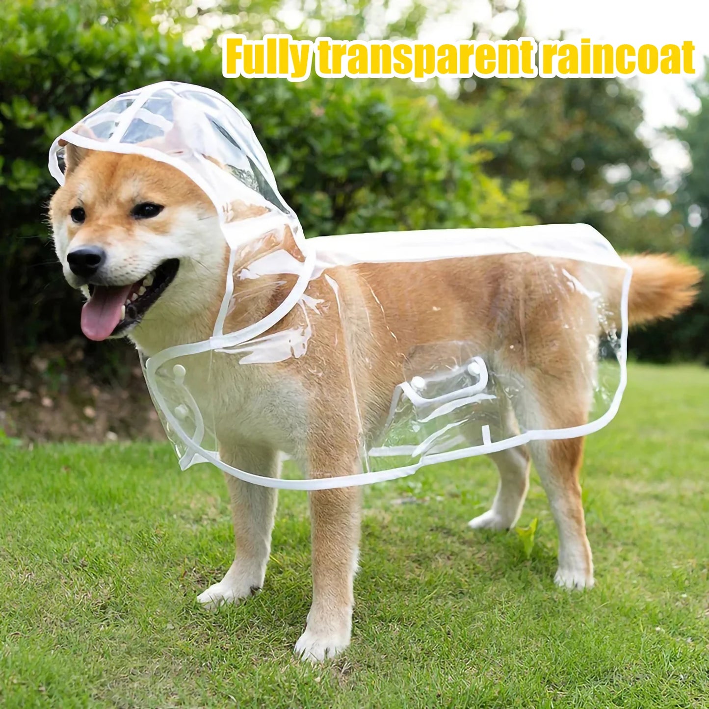 Pet Dog Puppy Transparent Rainwear Raincoat Pet Hooded Waterproof Jacket Clothes Soft PVC Small Dogs Raincoat Puppy Rain