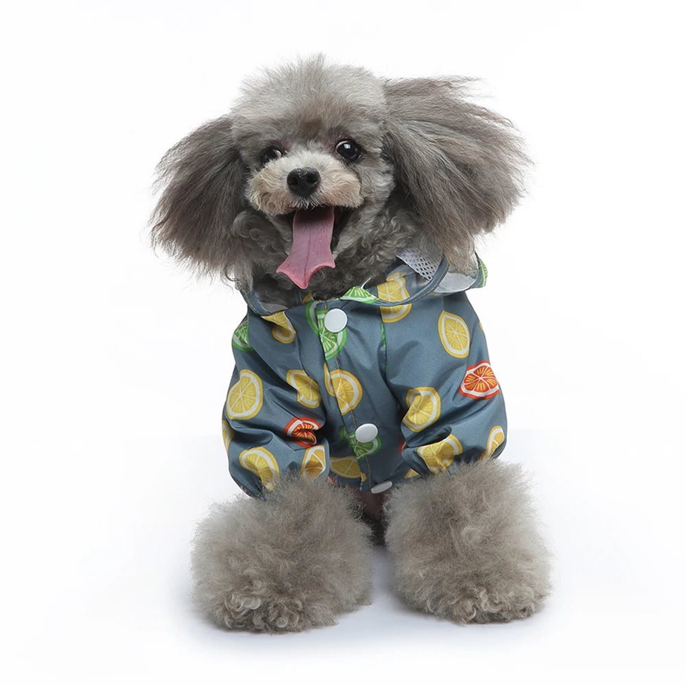 Pets Dog Clothes Puppy Rainwear Hooded Reflective Strip Dogs Rain Coat Jackets Dog Chest Strap Dog Clothes for Small Dogs