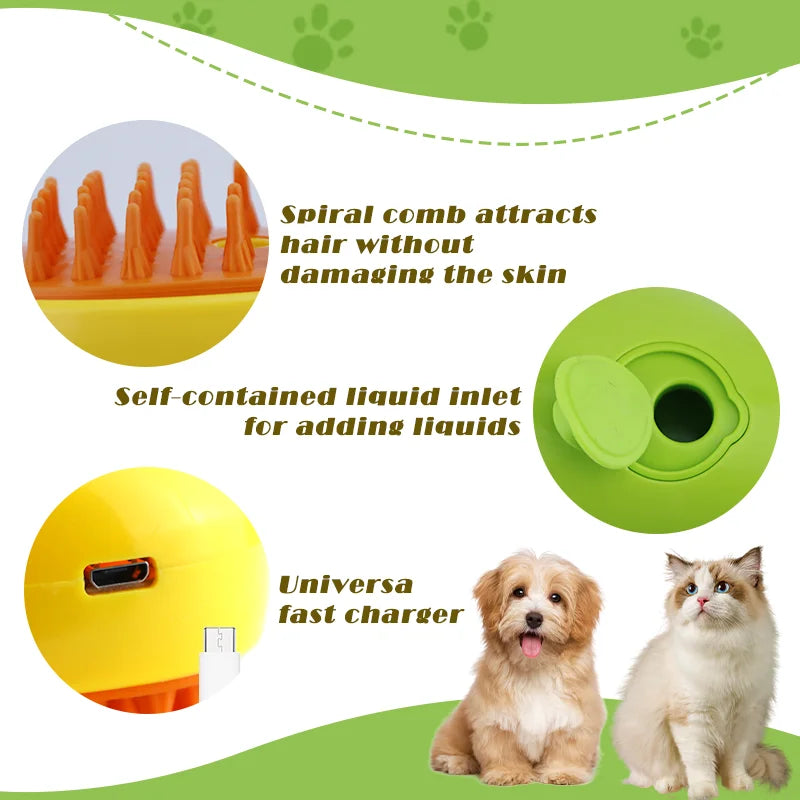 Cat Steam Brush Pet Massage Comb