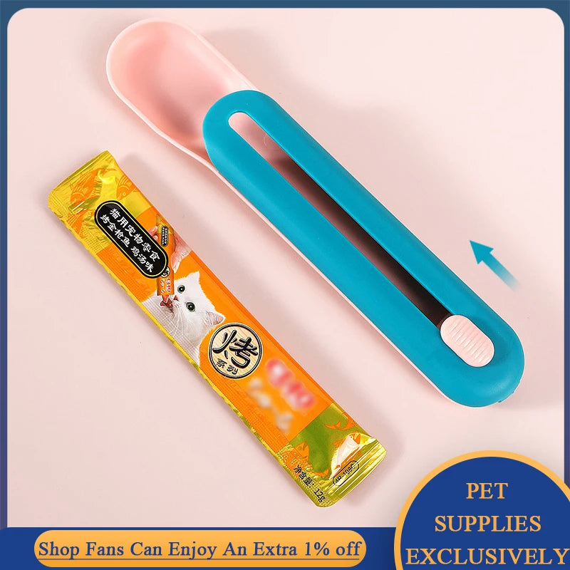 Pet Feed Spoon Food Scoop Cat Treat Bars Squeezer Cereal Dispenser Puppy Kitten Snack Liquid Food Scoop Kitty Treat Accessories