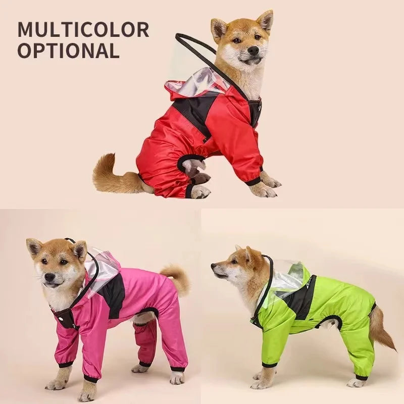 Dog Face Raincoats Pet PU Waterproof Rain Coats Jacket Jumpsuit Hoodies Clothes Puppy For Medium Small Dog Apparel Costume