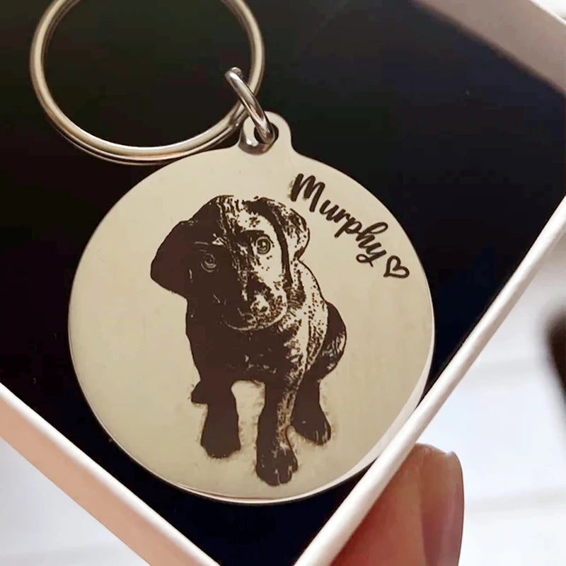 Custom Photo Pet Dog Keychain I Love Dog Glass Cabochon Mini Heart Claw Pendant Keyring Car Key Man Women Favorite Souvenir Gift