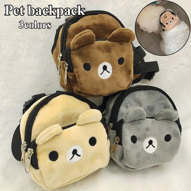 Bear Smiling Face Soft Large-Capacity Dog Backpack Portable Dog Accessories Snack Pet Backpack For Small Medium Dogs Schoolbag