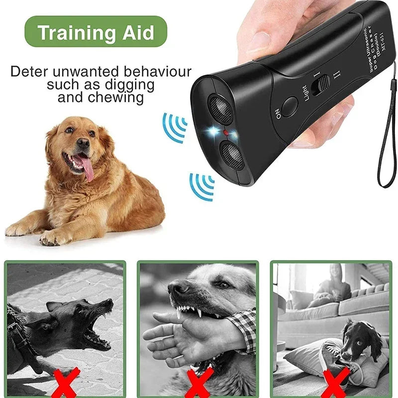 Pet Dog Repeller Anti Barking Stop Bark Dogs Training Device LED Ultrasonic Dog Adapter Without Battery Pets Supplies Wholesale