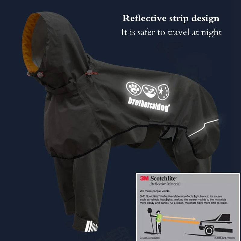 Waterproof Dog Raincoat Jumpsuit For Medium Large Dogs Rain Coat Outdoor Pet Clothes Puppy Doberman Labrador Husky Jacket