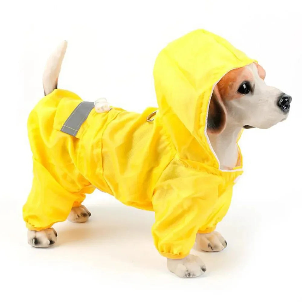 Pet Dog Rain Coat Puppy Clothes Cat Raincoat Waterproof Jacket Outdoor Hooded Jumpsuit Rainwear Hood Apparel Jumpsuit Supplies