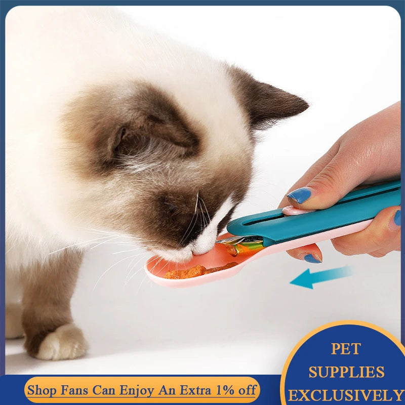 Pet Feed Spoon Food Scoop Cat Treat Bars Squeezer Cereal Dispenser Puppy Kitten Snack Liquid Food Scoop Kitty Treat Accessories